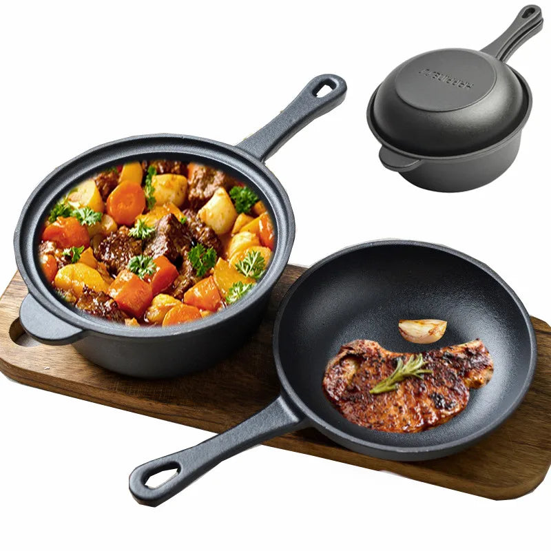 Cast Iron Pot and Skillet Lid Set