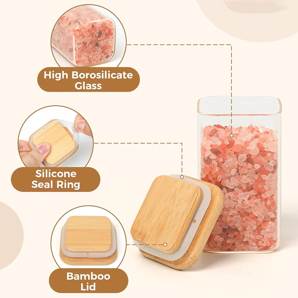 Glass Spice Jars with Bamboo Lids
