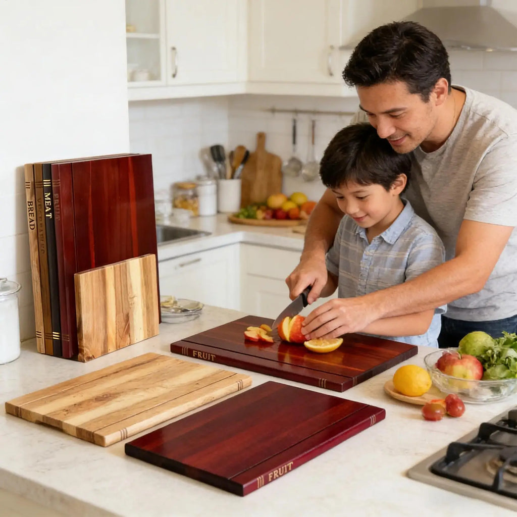 Book-Shaped Wooden Cutting Board Set