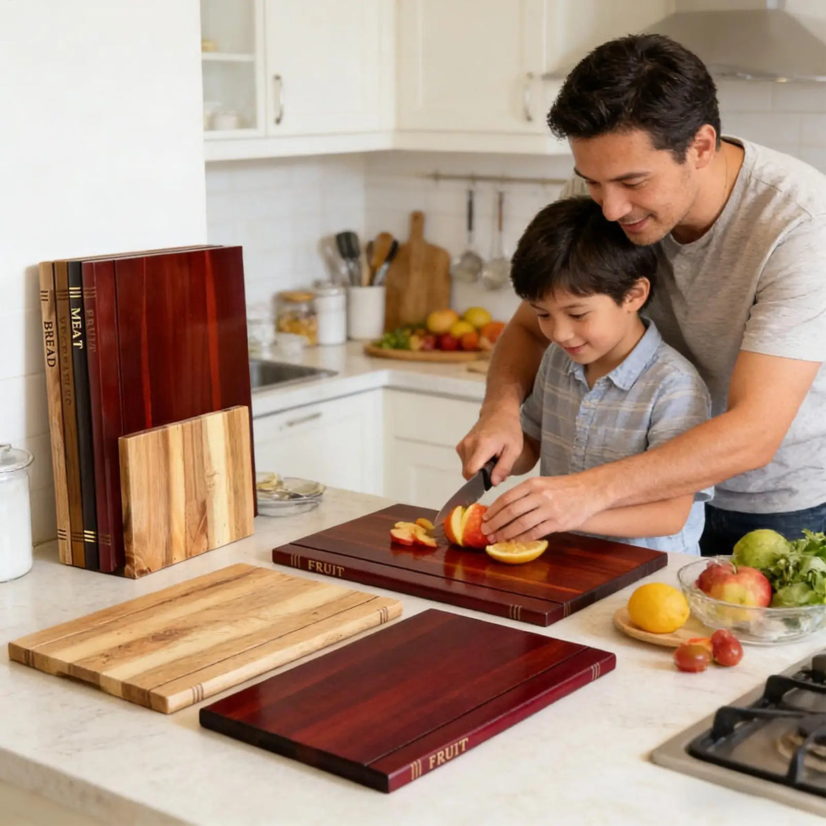 Book-Shaped Wooden Cutting Board Set