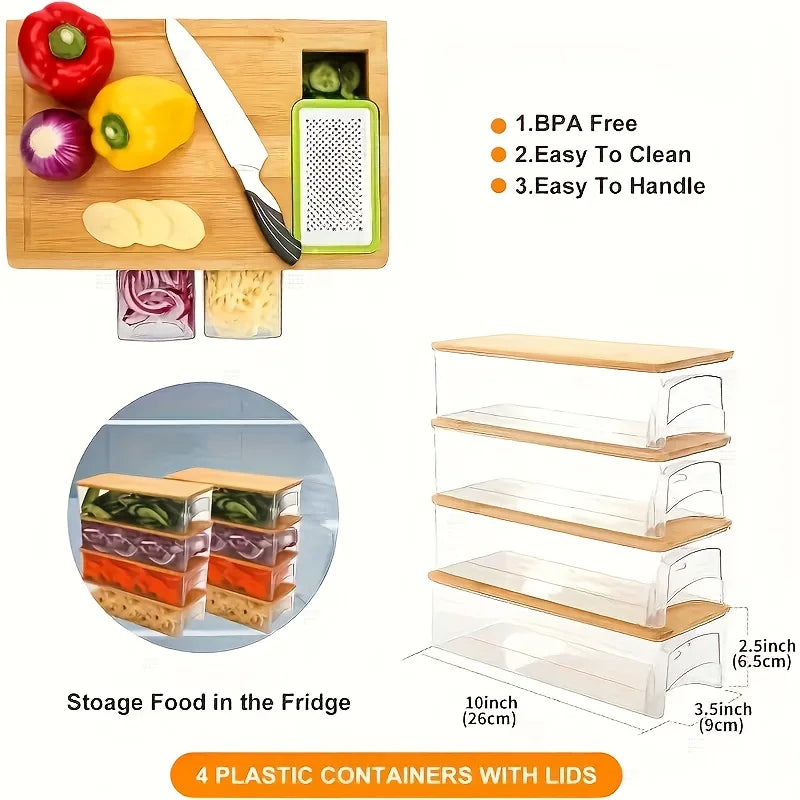 Bamboo Cutting Board Set with Grater