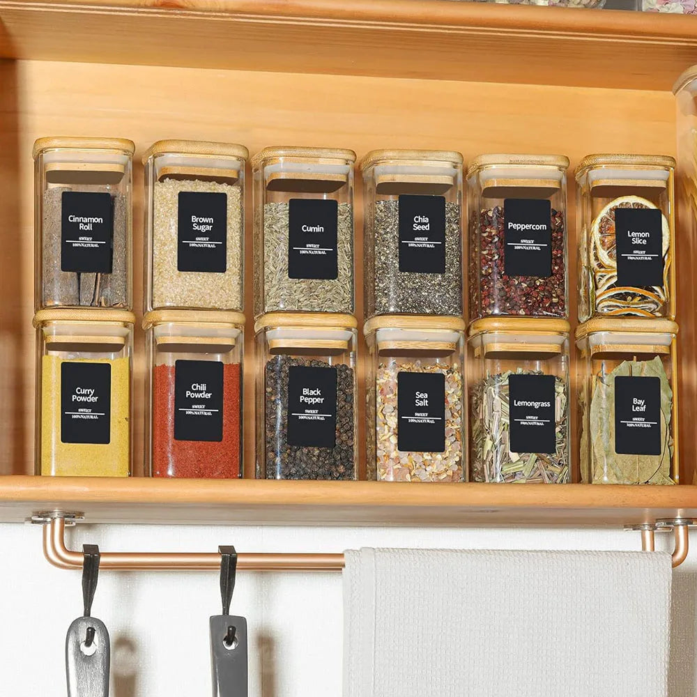 Glass Spice Jars with Bamboo Lids