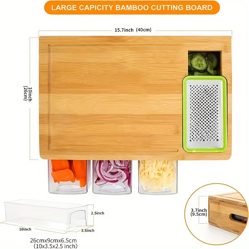 Bamboo Cutting Board Set with Grater