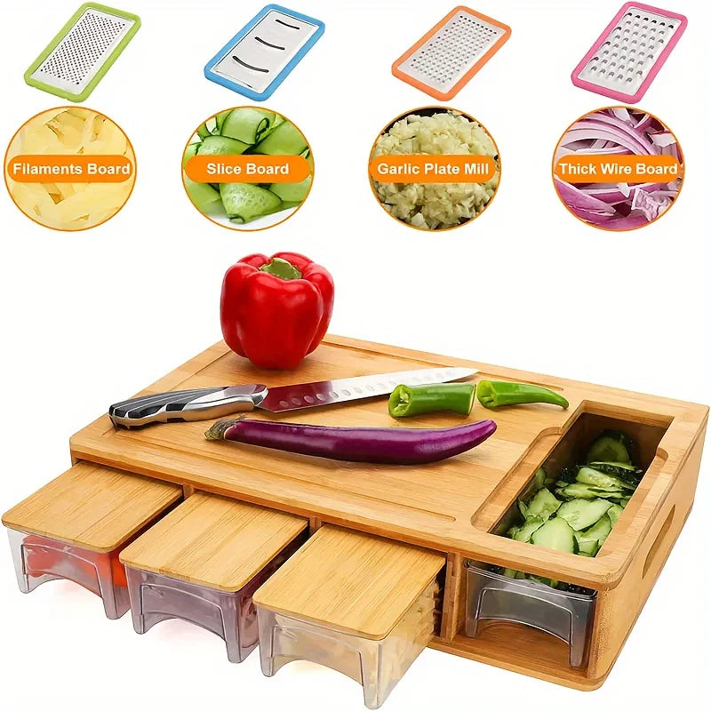 Bamboo Cutting Board Set with Grater