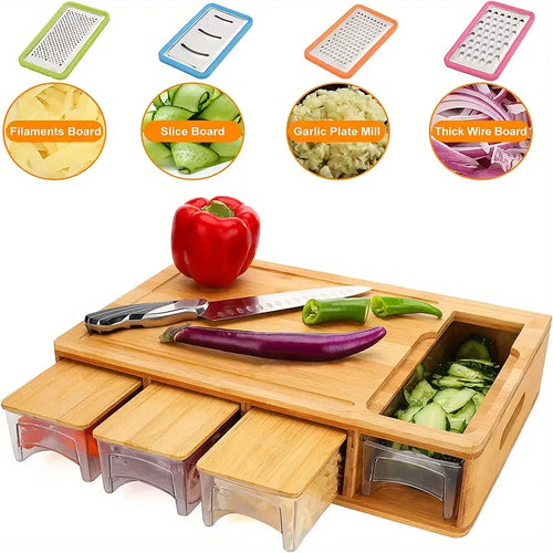 Bamboo Cutting Board Set with Grater