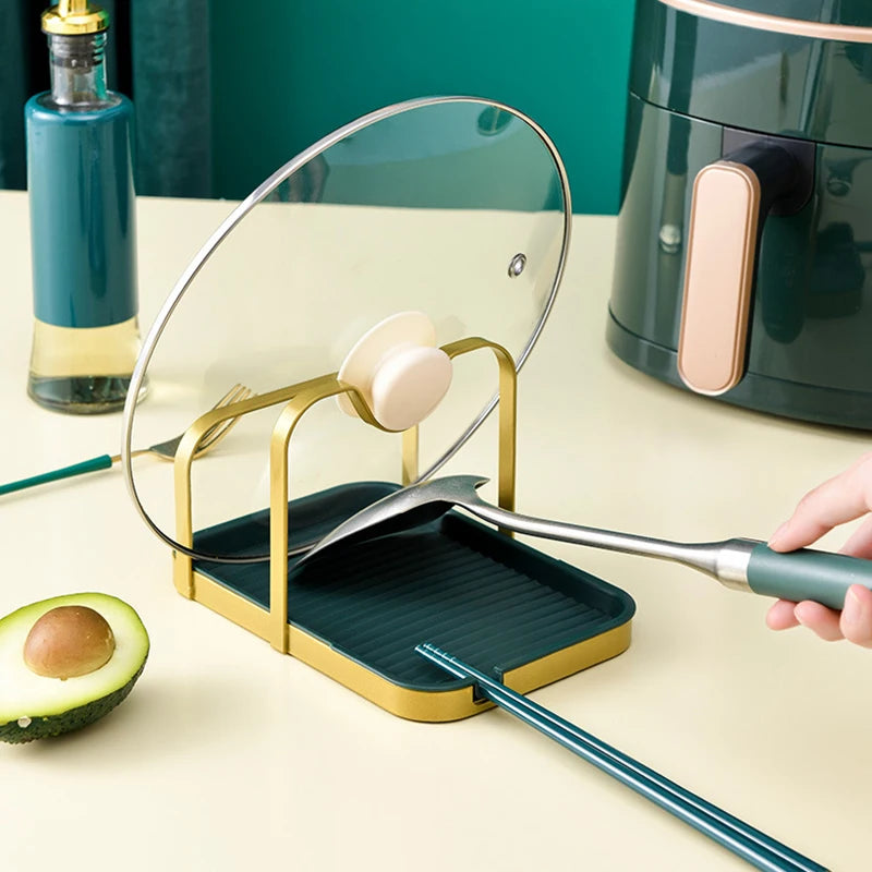 Steel Pot Lid Holder with Drip Tray