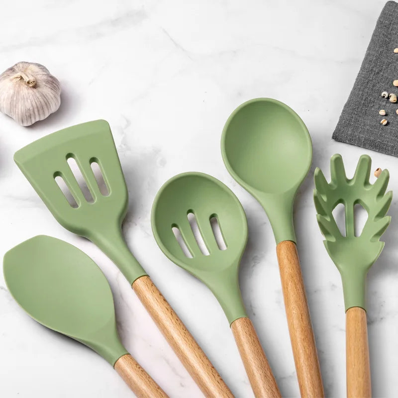 Avocado Green Silicone Utensil Set