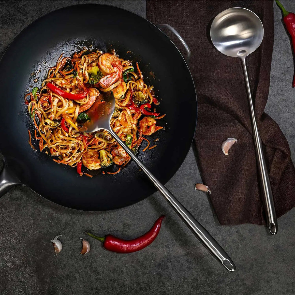 Wok Spatula and Ladle Set, 2 Piece