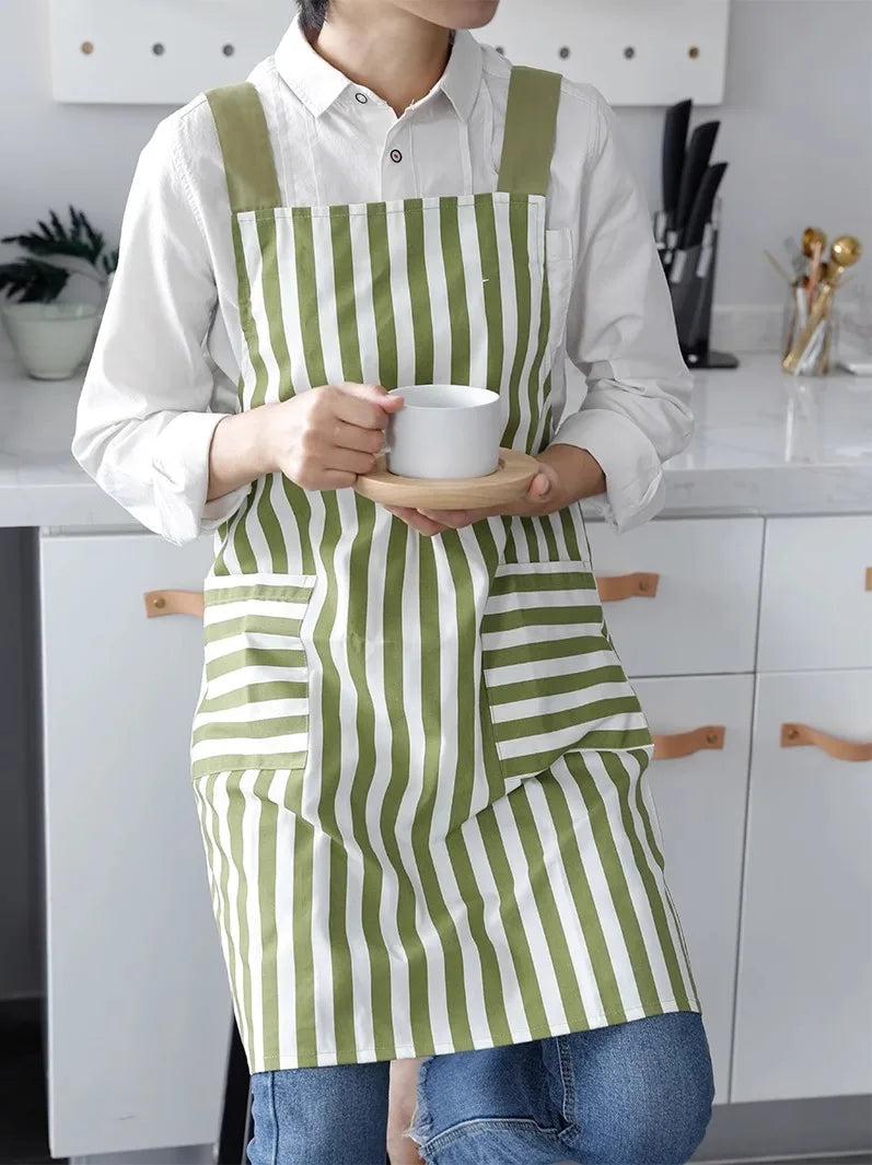 H-Back Striped Cotton Blend Apron