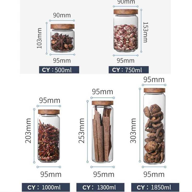 Glass Canisters with Wooden Lids