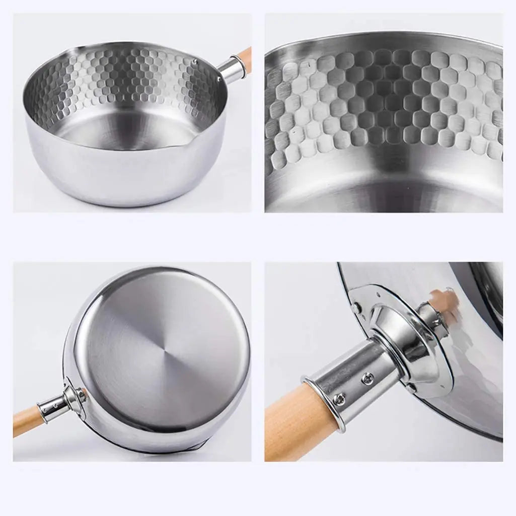 Steel Saucepan with Lid and Pour Spouts