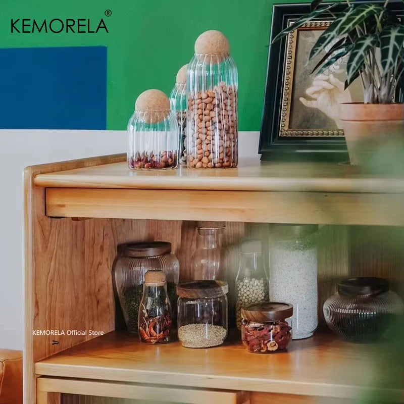 Glass Canisters with Wooden Lids