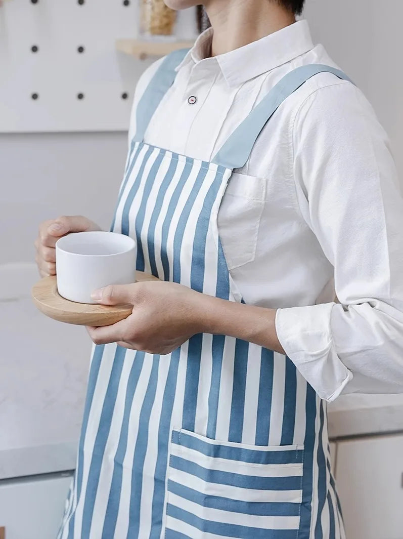 H-Back Striped Cotton Blend Apron