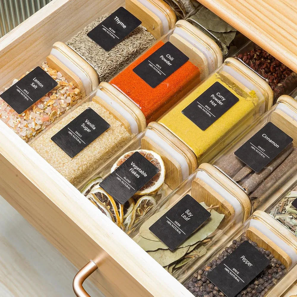 Glass Spice Jars with Bamboo Lids