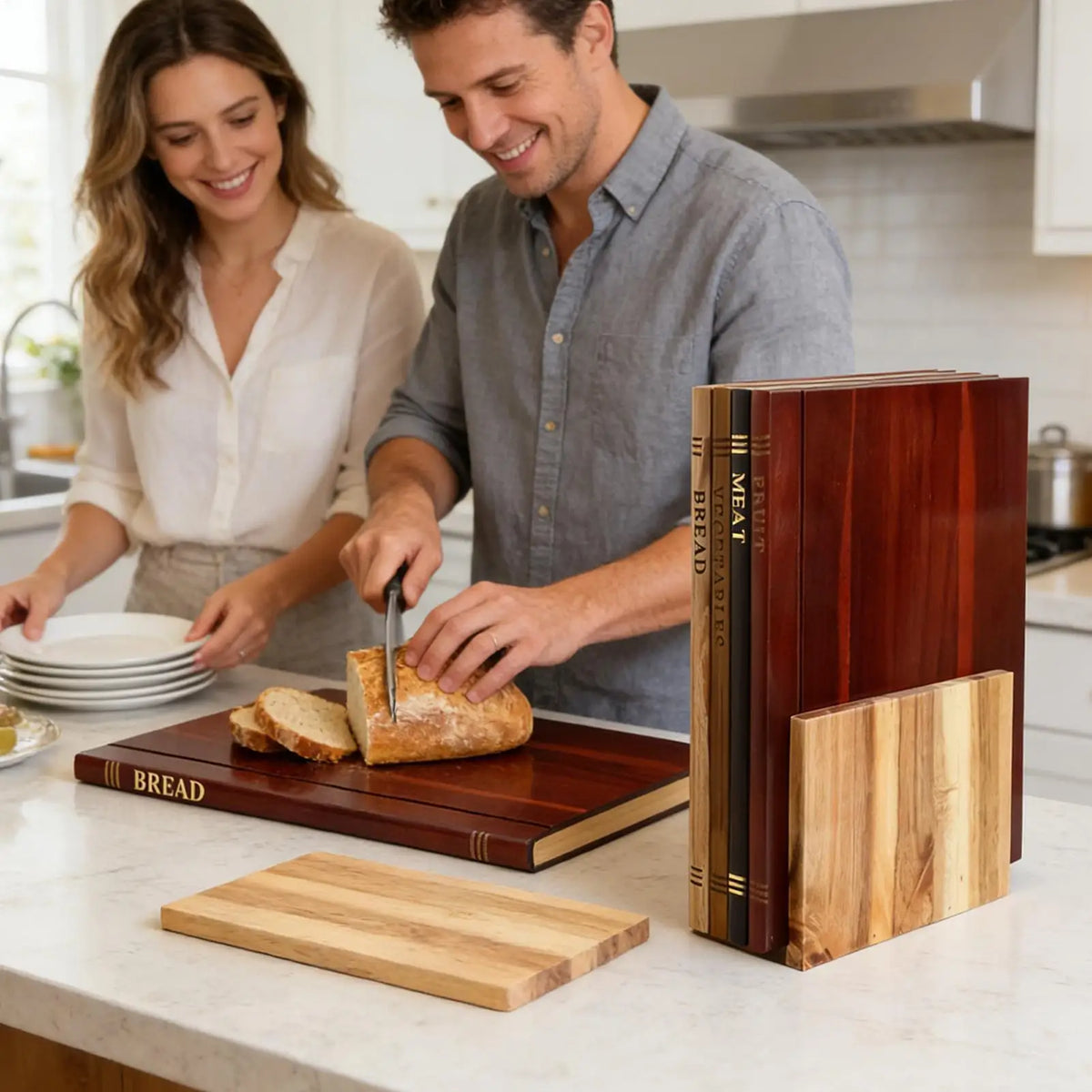 Book-Shaped Wooden Cutting Board Set