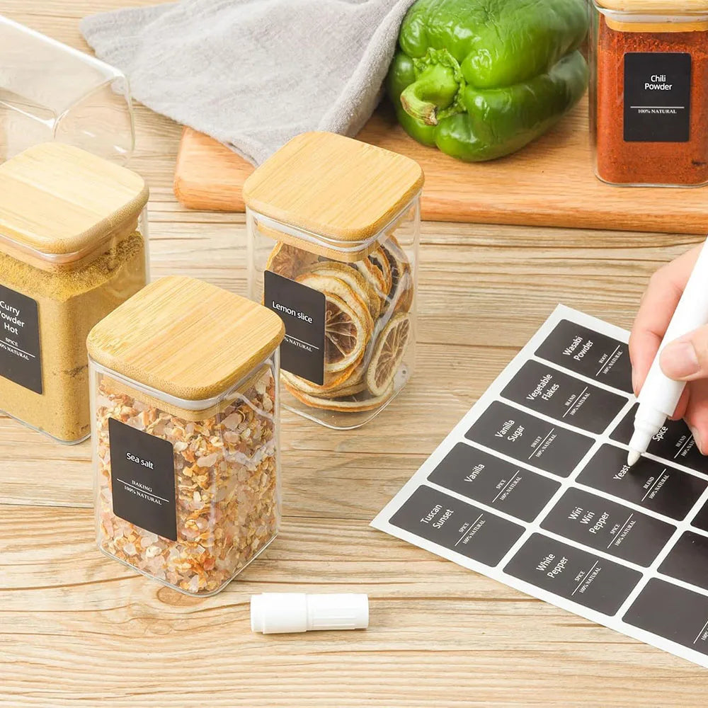 Glass Spice Jars with Bamboo Lids