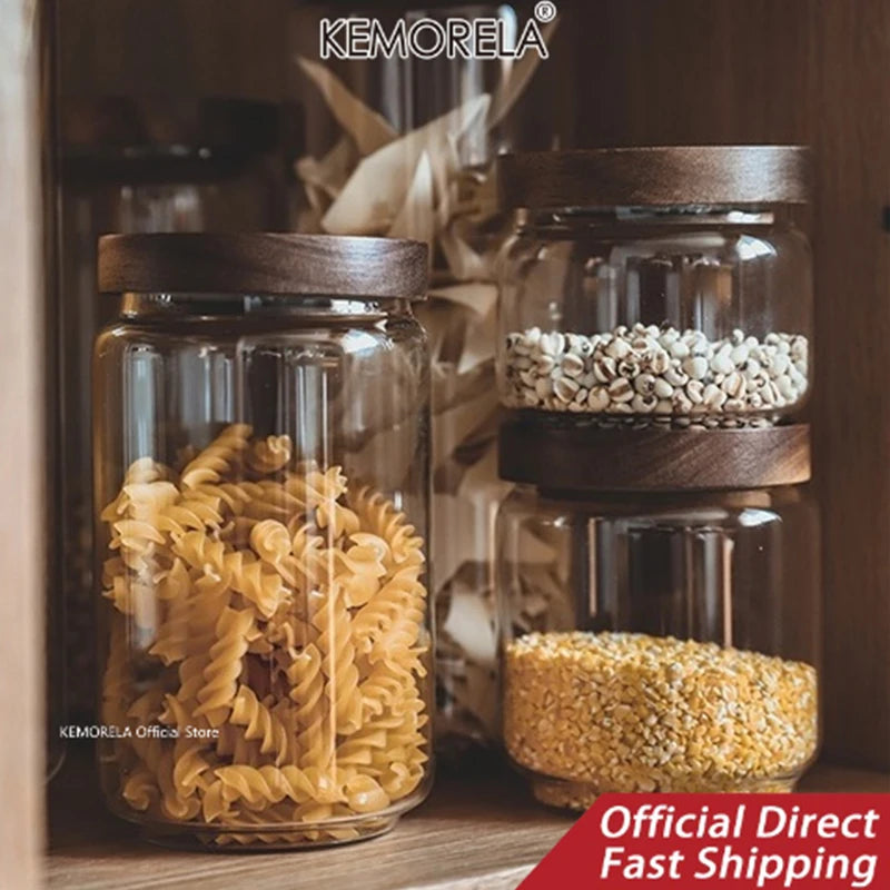Glass Canisters with Wooden Lids