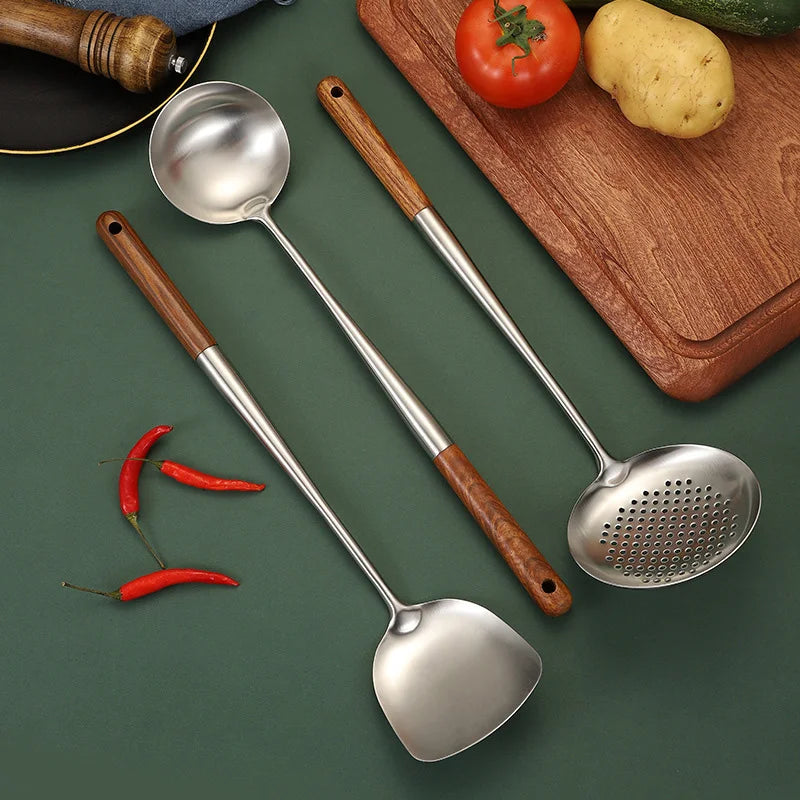 17" Wok Spatula, Spoon & Skimmer Set