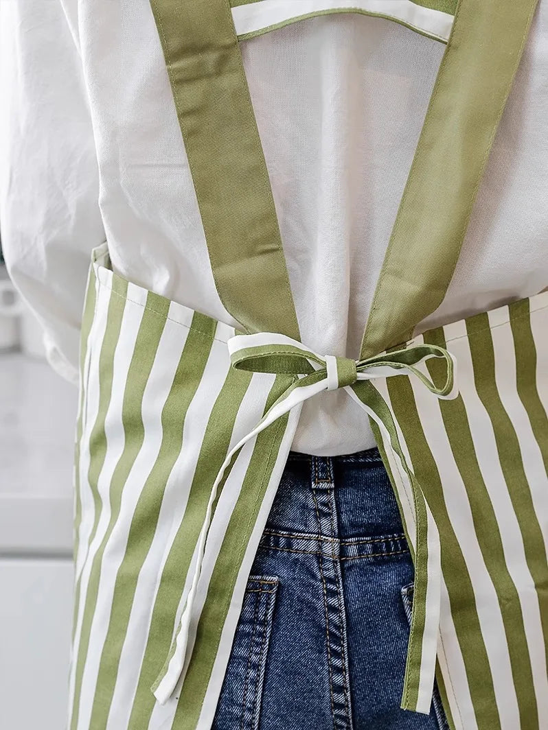 H-Back Striped Cotton Blend Apron