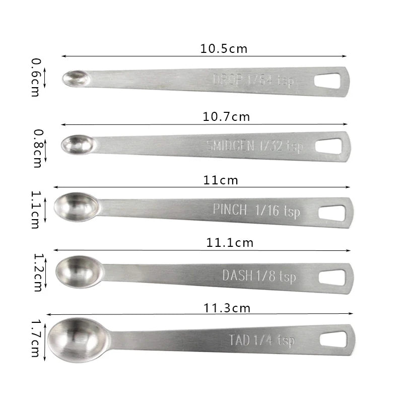Stainless Steel Measuring Spoons, 5 Pack