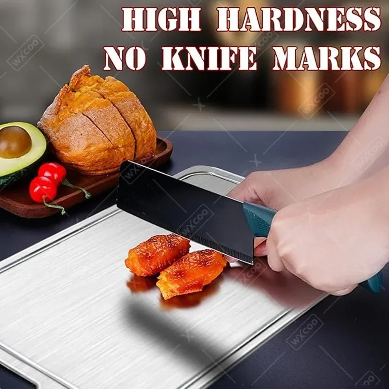 Steel Cutting Board with Juice Grooves