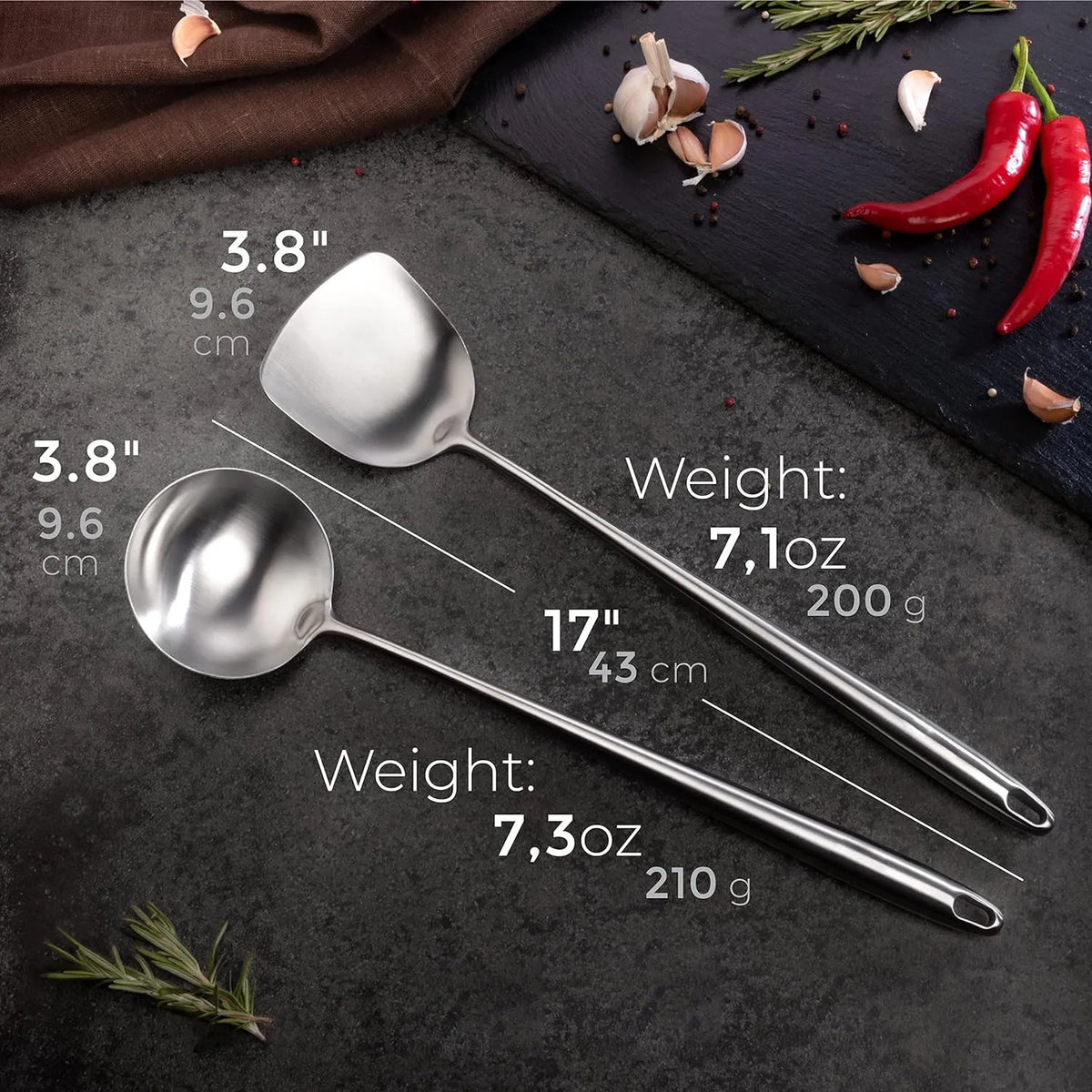 Wok Spatula and Ladle Set, 2 Piece