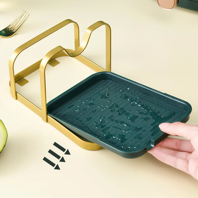 Steel Pot Lid Holder with Drip Tray