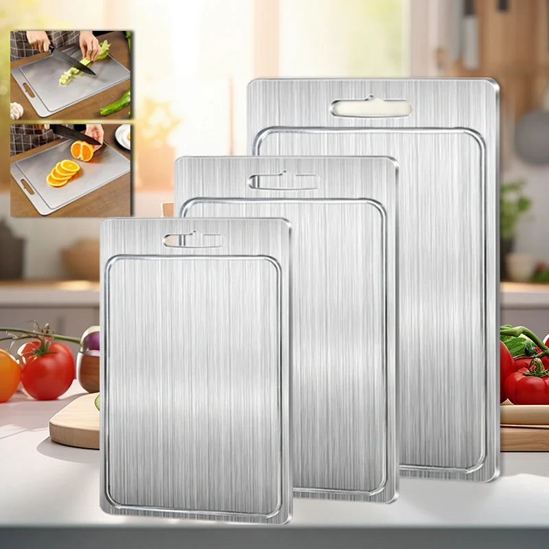 Steel Cutting Board with Juice Grooves