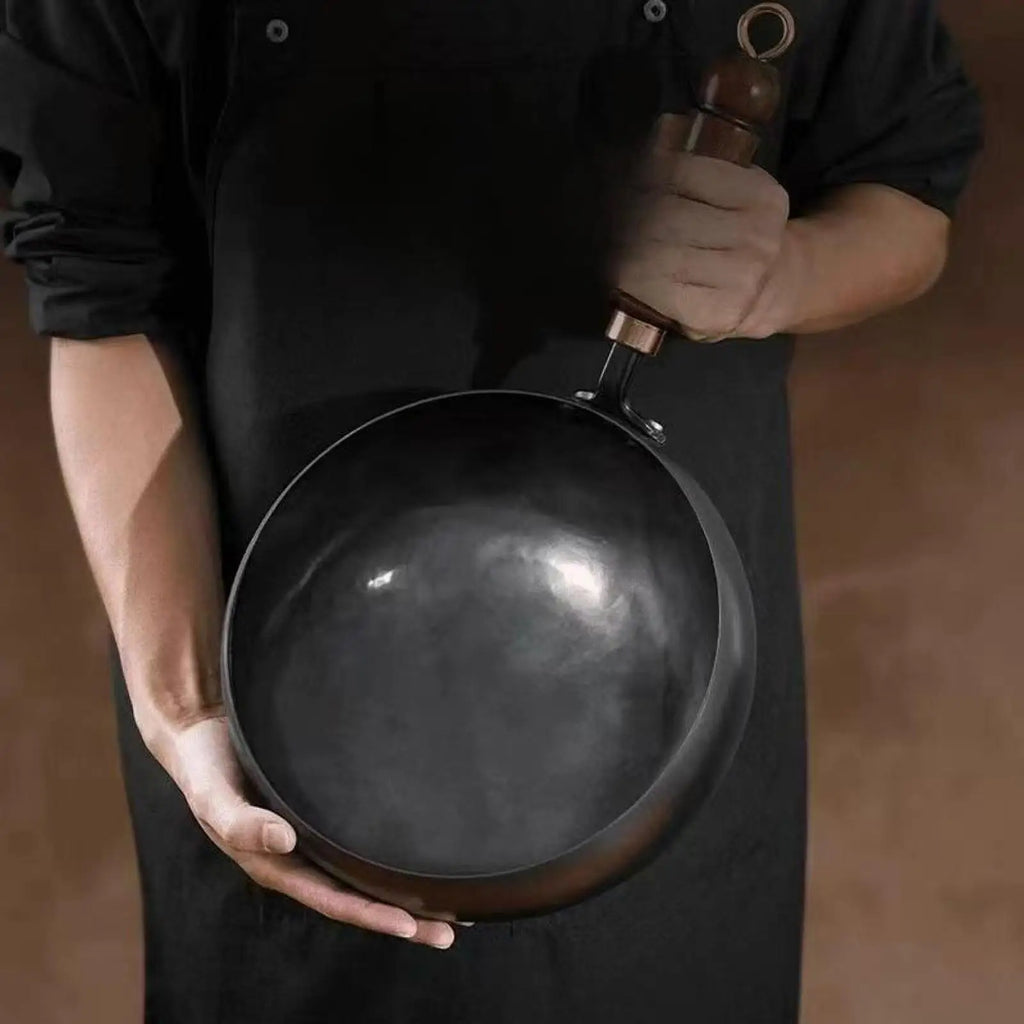 Iron Wok with Wooden Handle