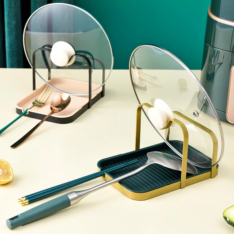 Steel Pot Lid Holder with Drip Tray