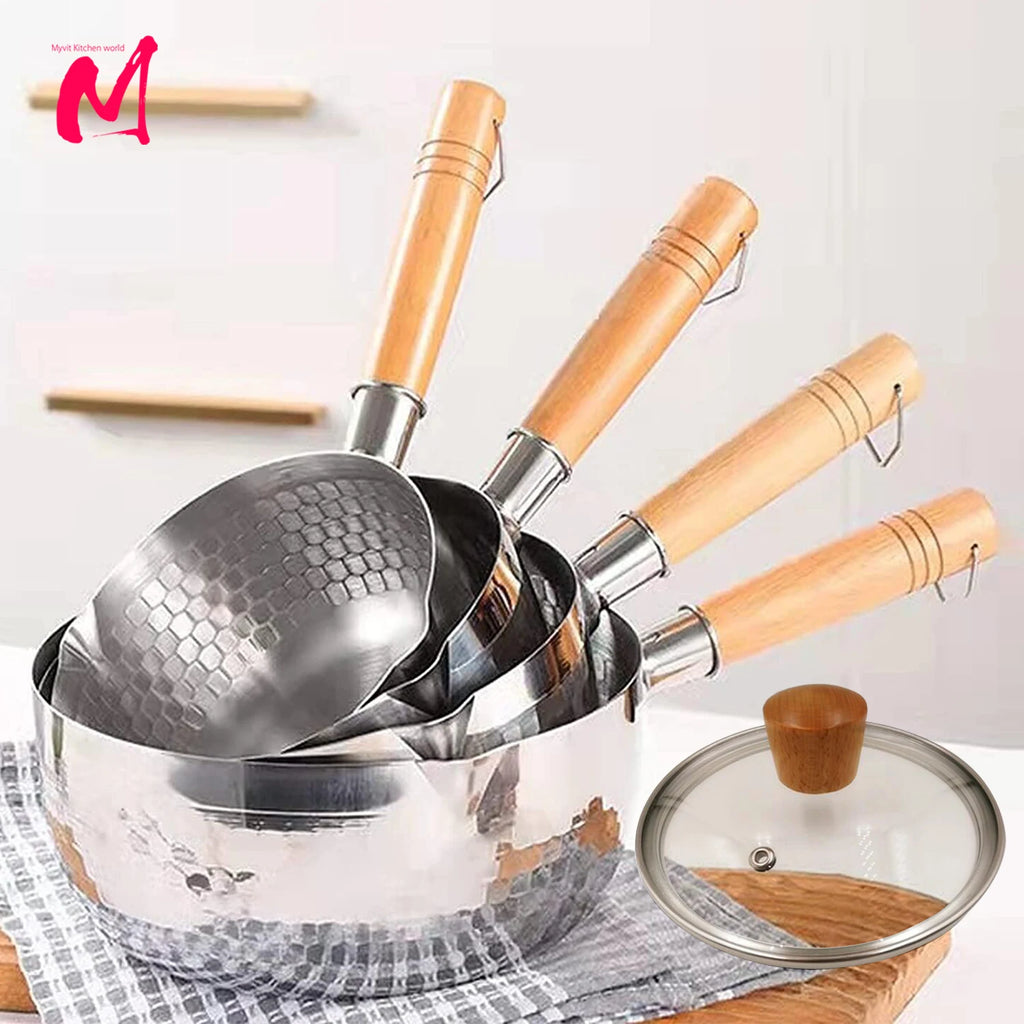 Steel Saucepan with Lid and Pour Spouts