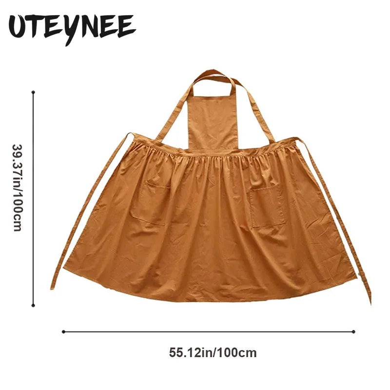 Cross-Back Cotton Apron with 2 Pockets
