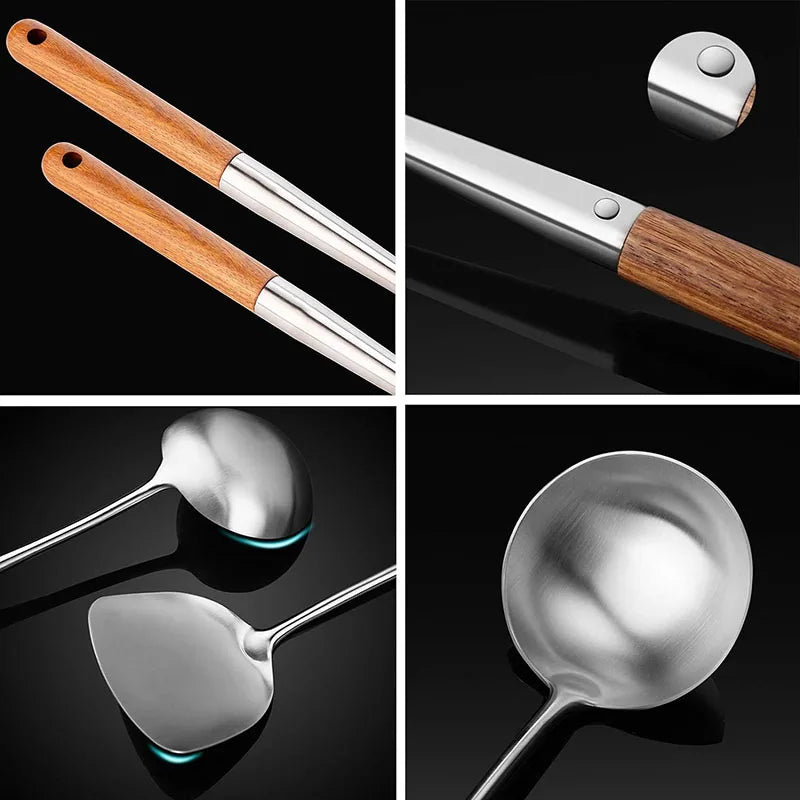 17" Wok Spatula, Spoon & Skimmer Set