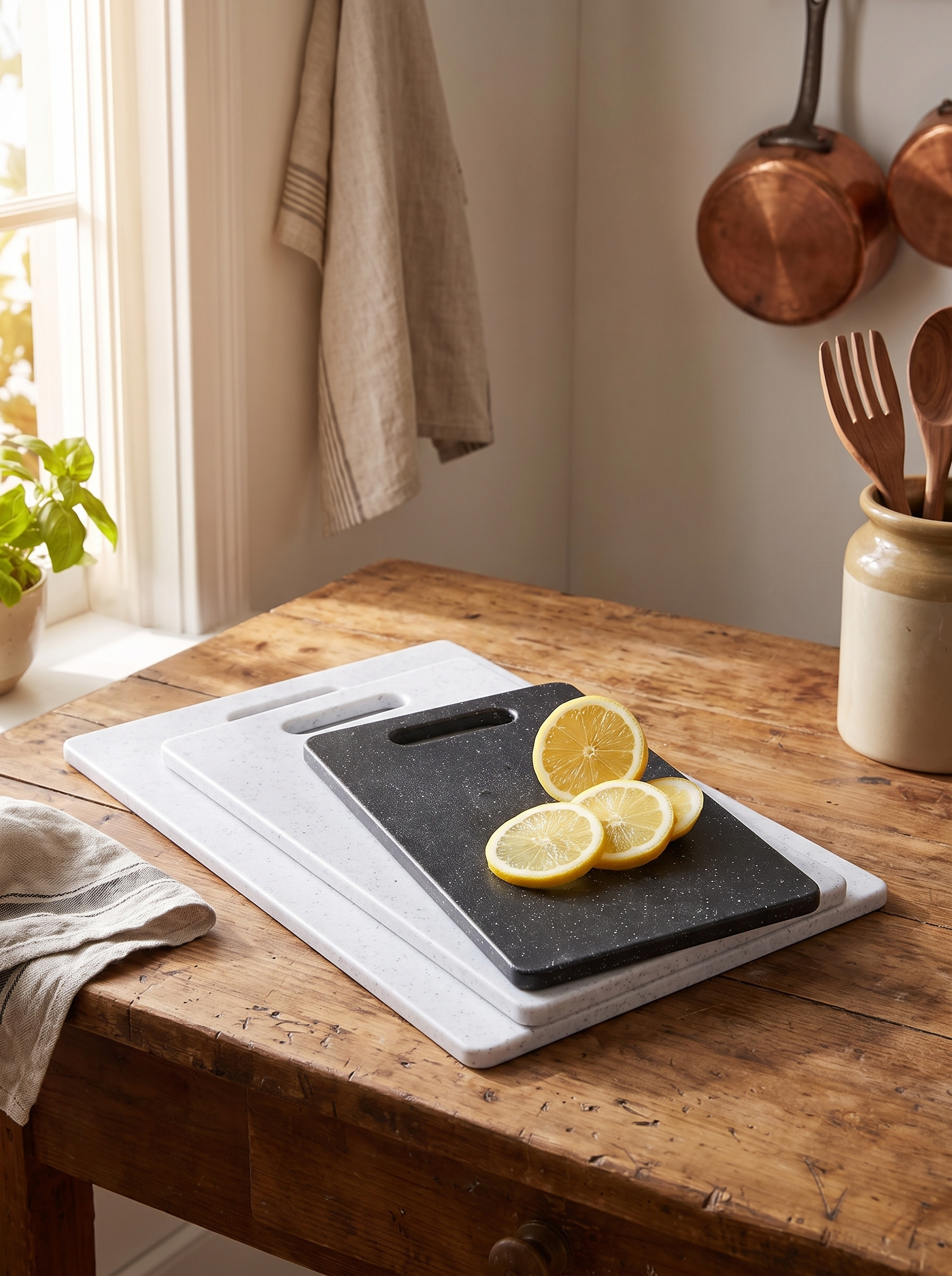 Three marble effect boards fanned out by size