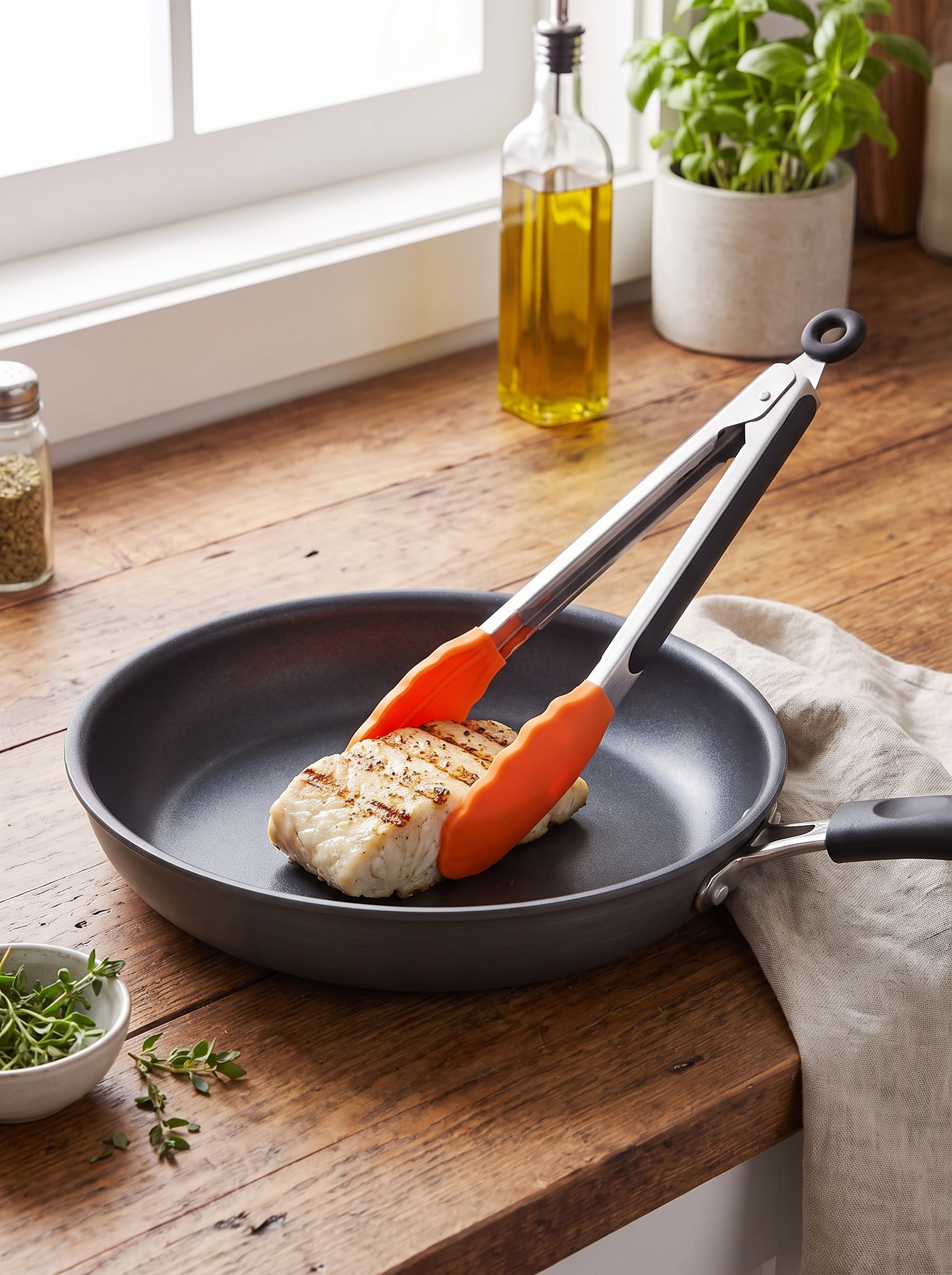 Silicone-Tipped Food Tongs steel strength soft tips