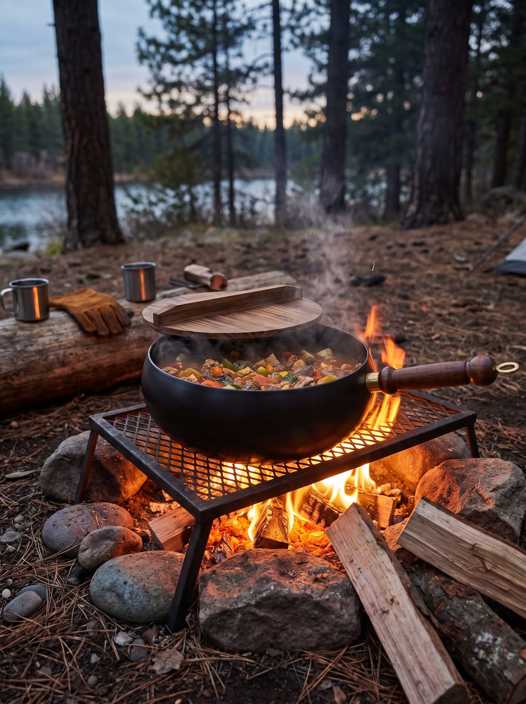Iron Wok with Wooden Handle any heat source
