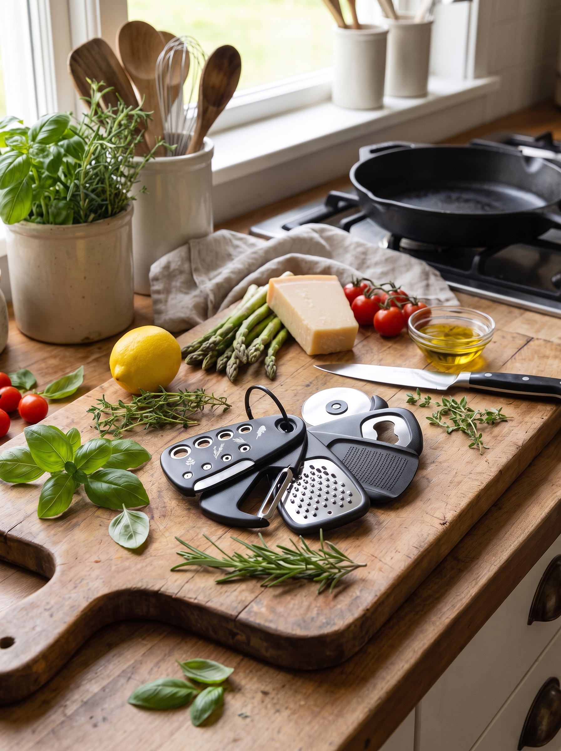 Kitchen gadget set stored in one drawer