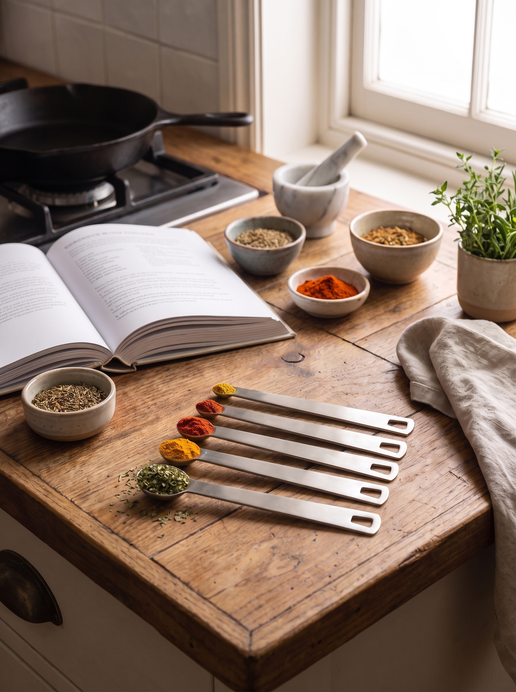 Measuring spoons five sizes on one ring