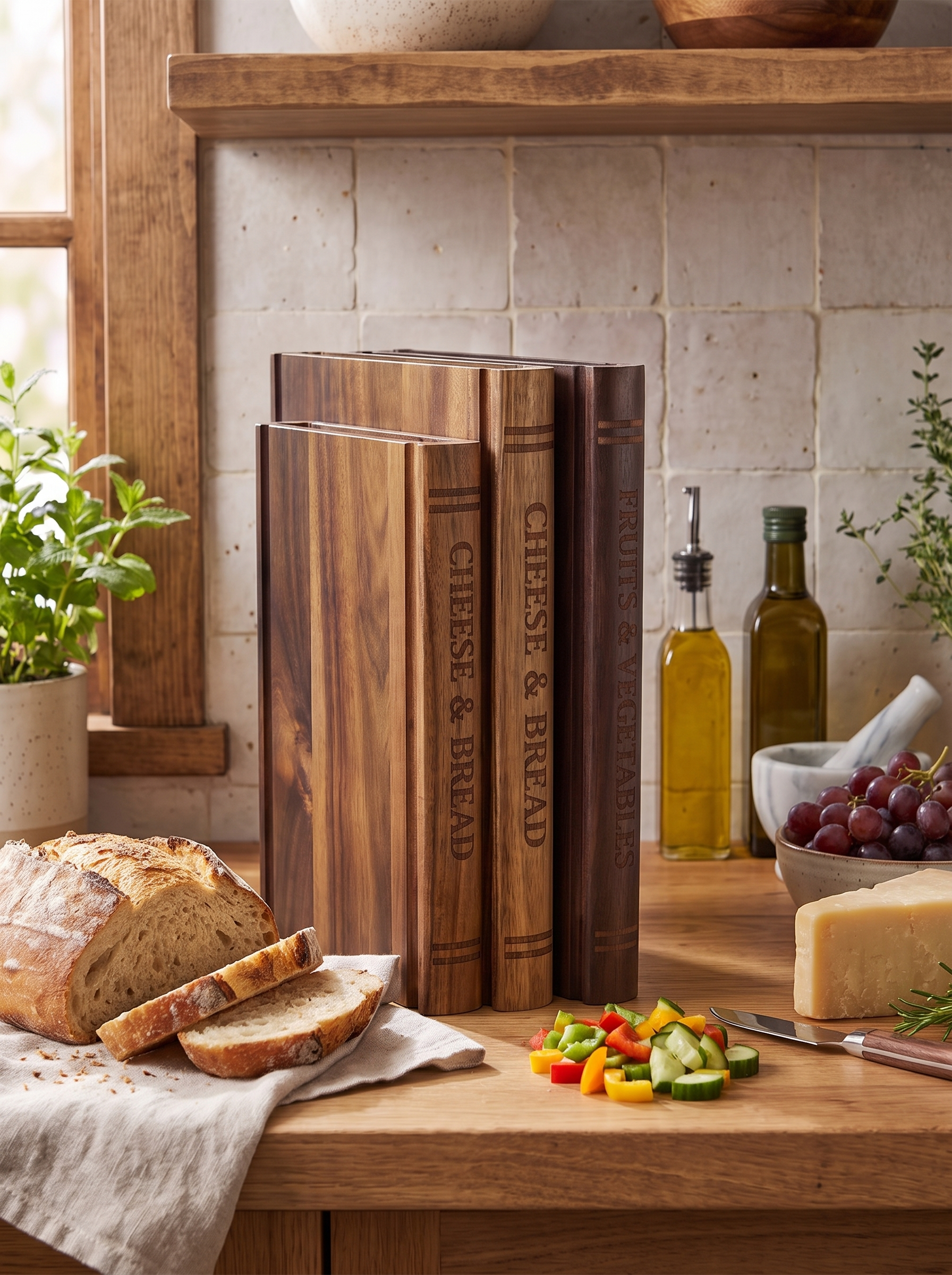 Wooden book shaped boards three sizes