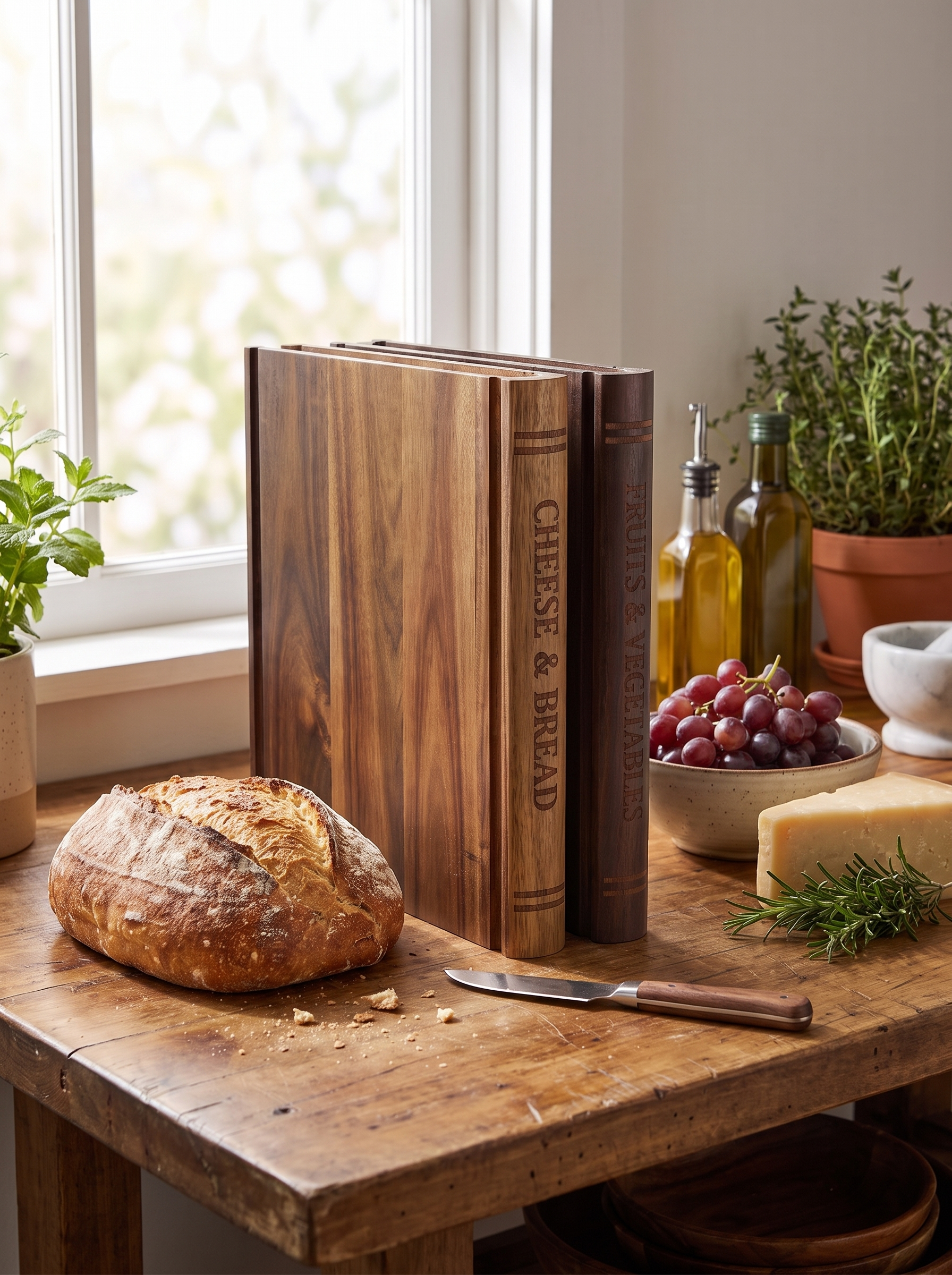 Wooden book shaped board solid wood grain